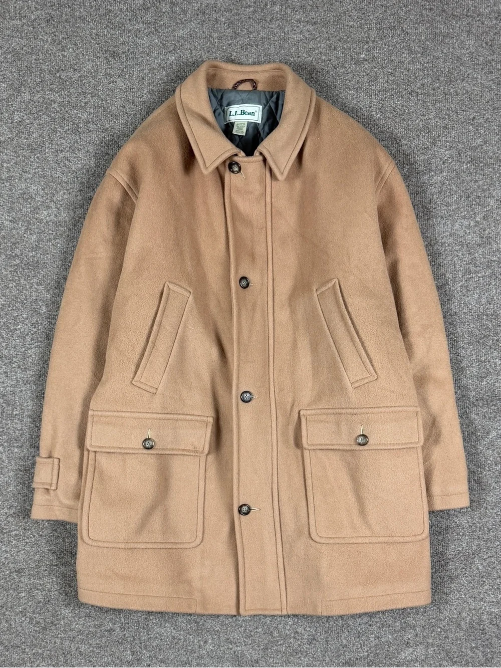 Vintage LL Bean Camel Tan Wool Chore Field Barn Jacket Men’s XL Quilt Lined 90s